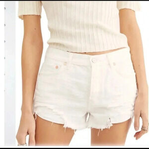 NWT Free People We The Free Denim Button Fly Cutoff Shorts Bright White